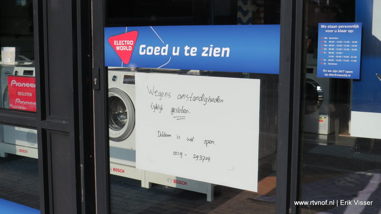 Electro World Talsma in De Westereen tijdelijk gesloten
