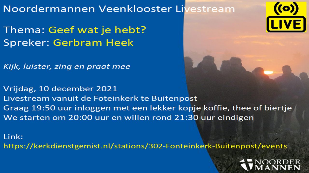 Digitale avond Noordermannen Veenklooster
