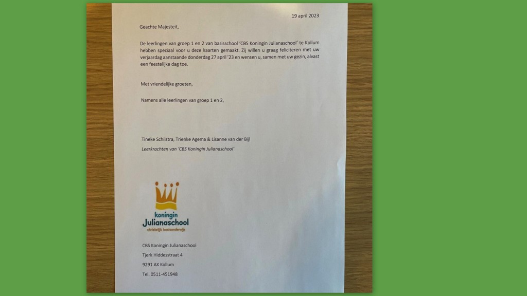 Brief Naar De Koning Kleuters sturen brief naar de koning - RTV NOF Nieuws