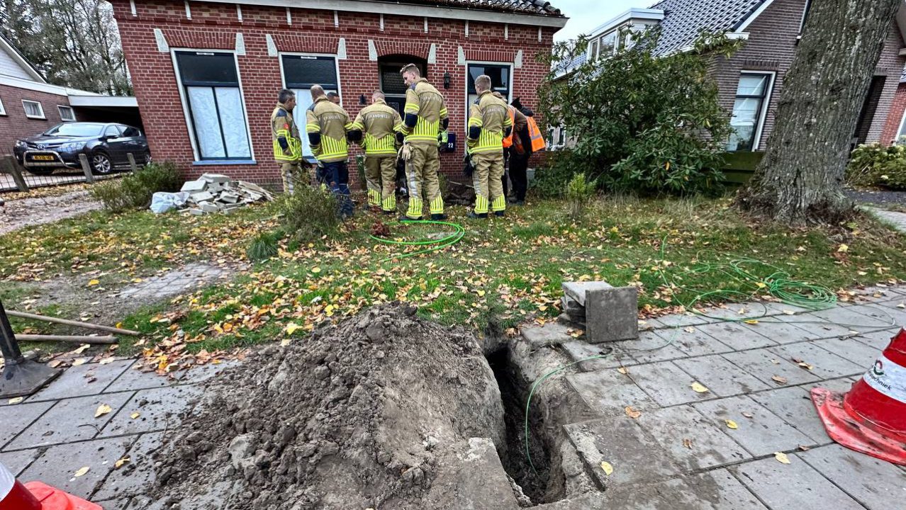 Gaslekkage in Augustinusga tijdens glasvezelaanleg