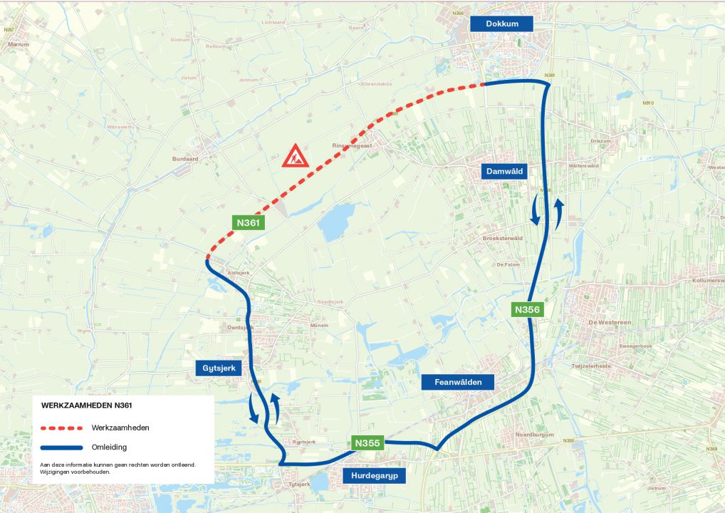 Start werkzaamheden N361 Aldtsjerk-Dokkum, voortaan 80 kilometer per uur