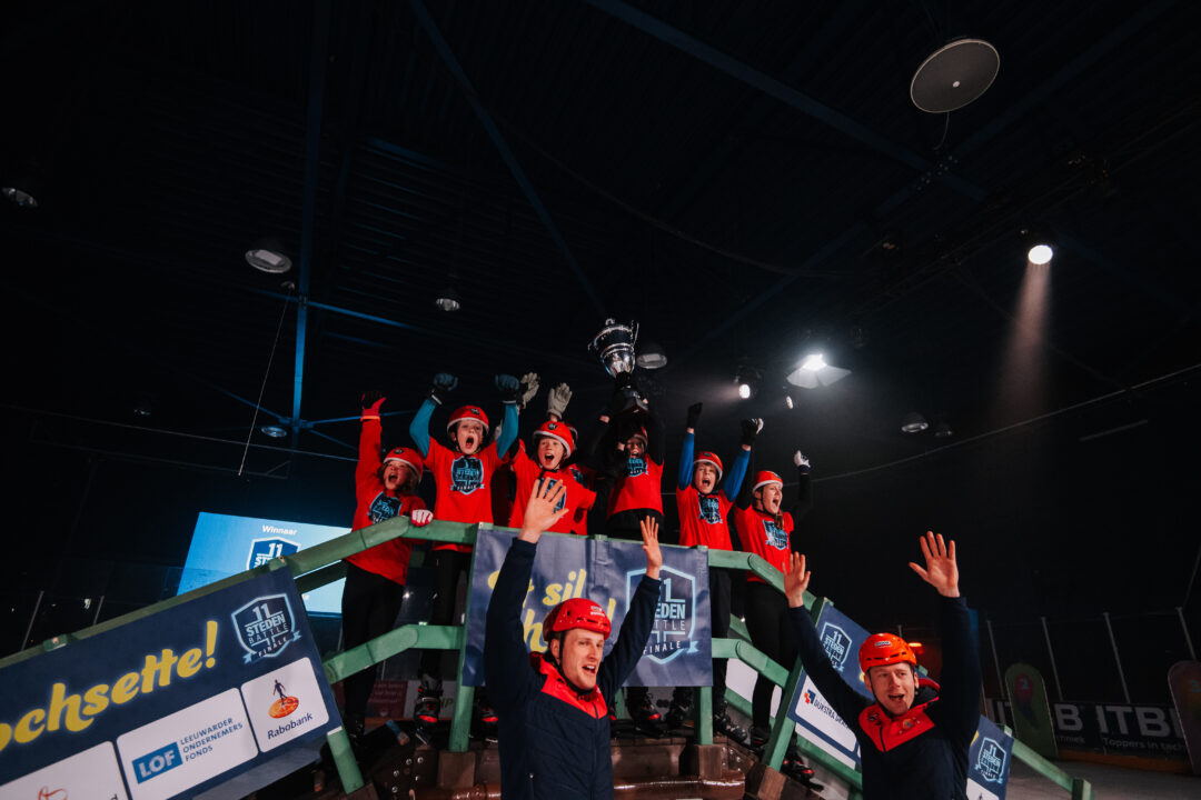 Master Frankeskoalle Frysk Kampioen Schoolschaatsen tijdens de 11StedenBattle Finale in Leeuwarden
