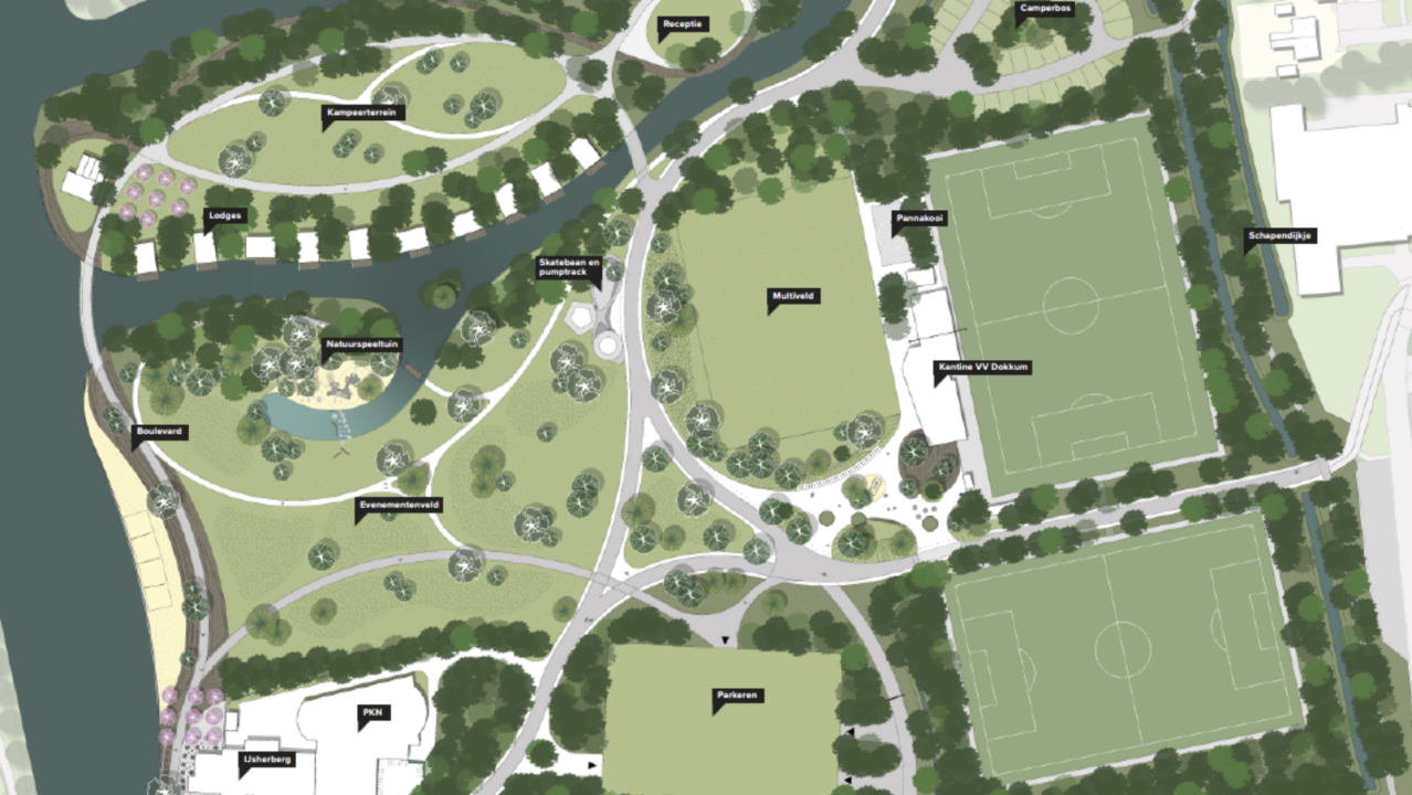 VV Dokkum en KV Oostergo niet blij met plek berging in het Harddraverspark