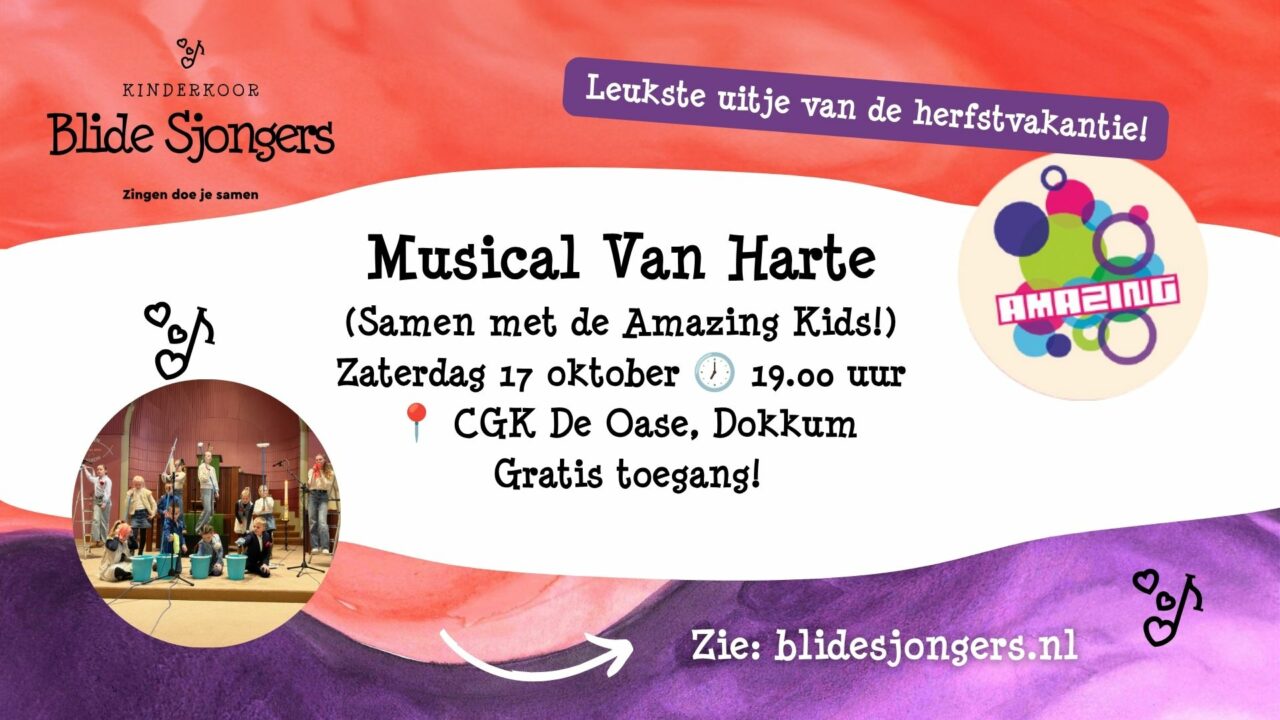 Bekend kinderkoor Amazing Kids komt naar Dokkum en deelt podium met kinderen uit de regio
